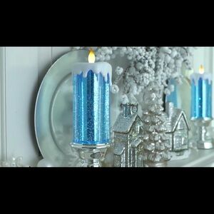 Valerie Parr Hill 13" Illuminated Glitter Candle With Pedestal